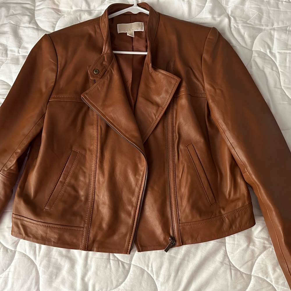 Michael Kors leather jacket in like new condition. Only worn once.
